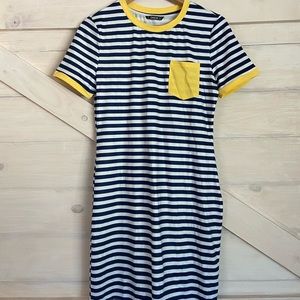 Navy Blue and white striped tee shirt dress